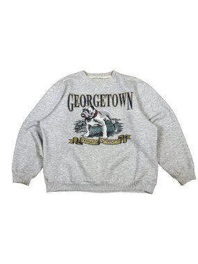 Vintage 90s Georgetown Hoyas Bulldogs Crewneck Sweatshirt Size Large Gray Colleg